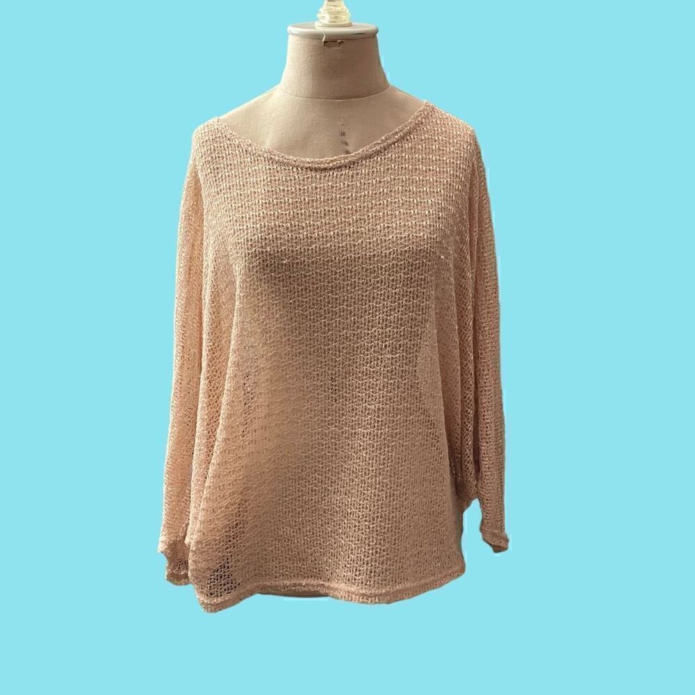 Mechant Gold Loosely Knit Bat Wing Sweater